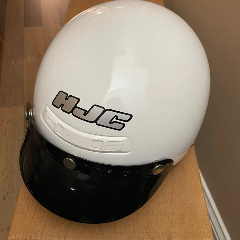 HJC CS-2M Motorcycle Half Helmet White Sun Visor Cruiser Biker Size XL DOT